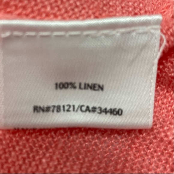 Eileen Fisher Pink Cardigan Sweater Lightweight Open Front LINEN LG P 3/4 Sl. - Picture 4 of 10